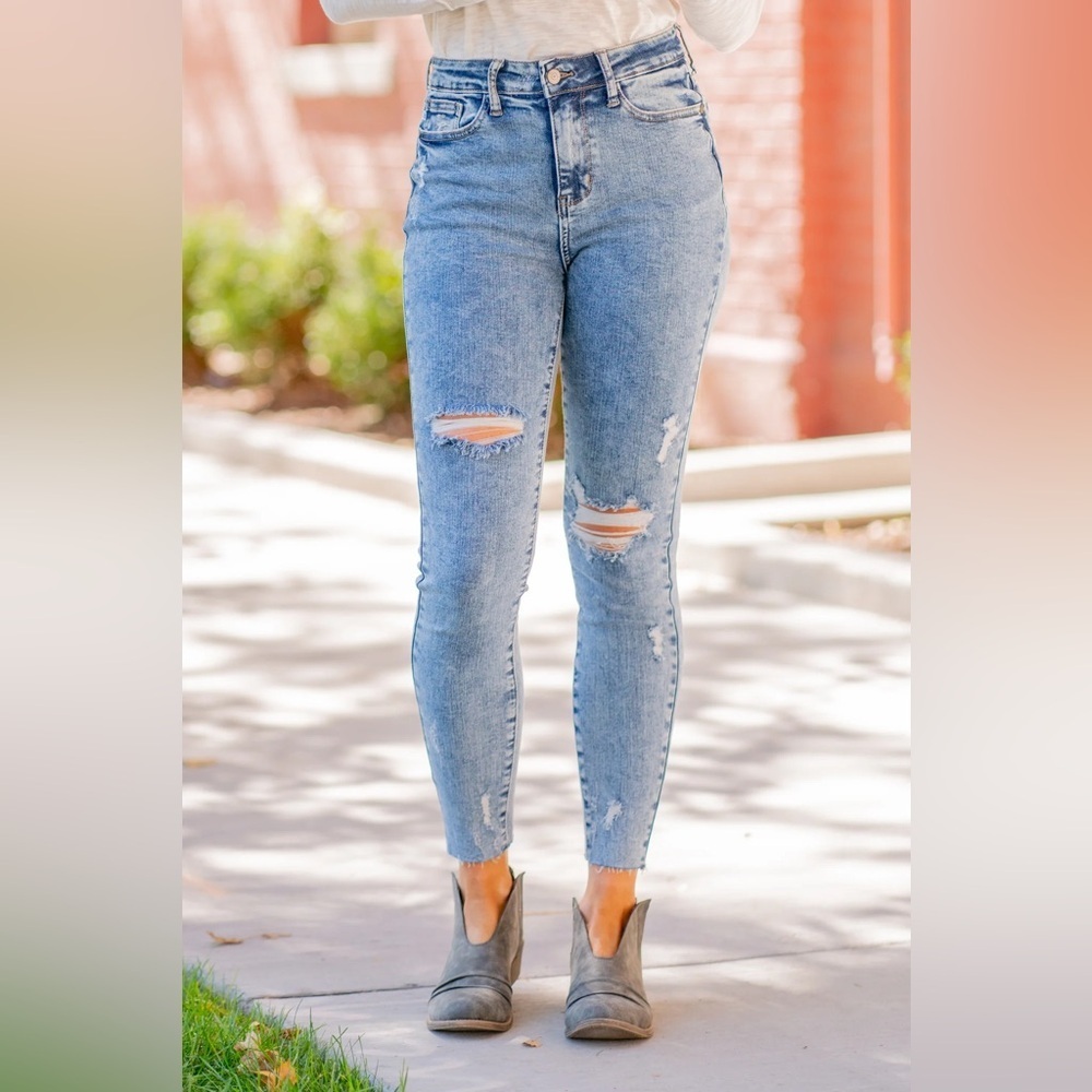 Judy Blue high Rise 88266 Acid Wash Destroyed Skinny Jeans size 14W plus